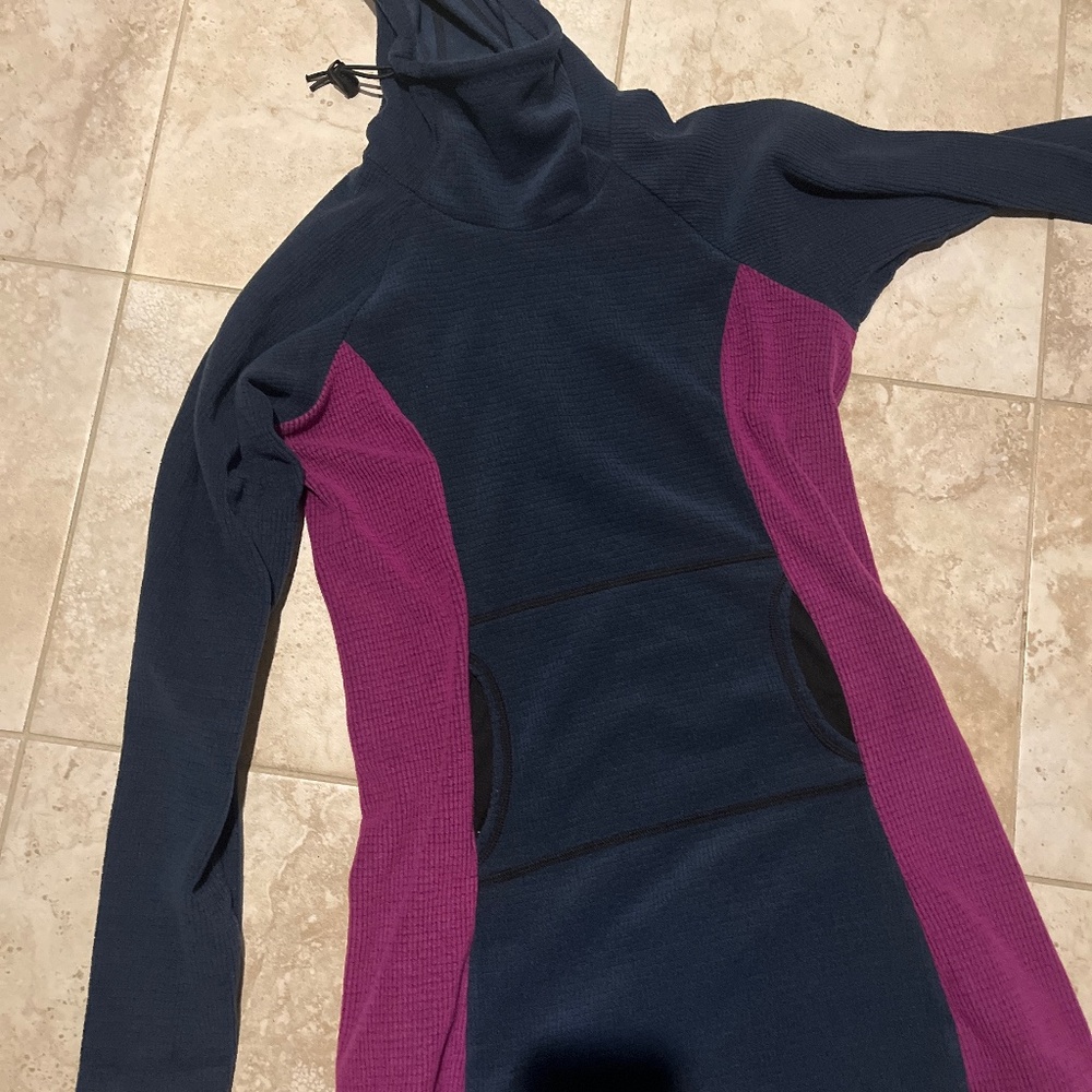 MELANZANA MICRO GRID HOODIE DRESS size M
